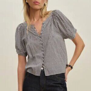 Reformation Black and White Gingham Blouse/Calia